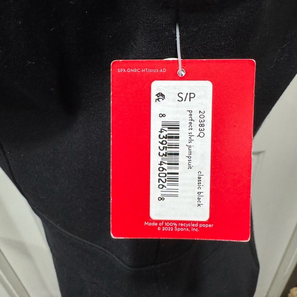 SPANX Perfect Sleeveless Jumpsuit S Petite Classic Black Flare Leg 20383Q NWT’s - Picture 9 of 13